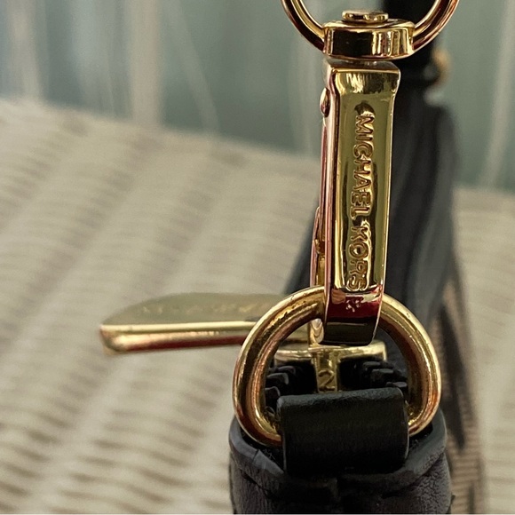 Michael Kors Black and Beige MK Monogram Wristlet Pouch - Picture 11 of 17